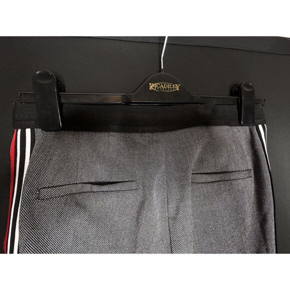 ZARA BASIC Gray Red Striped Side Slim Leg Classic Pants Trousers Size S - Picture 6 of 11